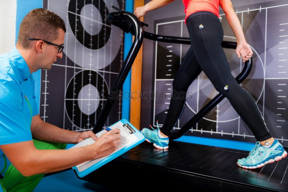 Similar – Image, Stock Photo Couple legs over steppers training in aerobic class