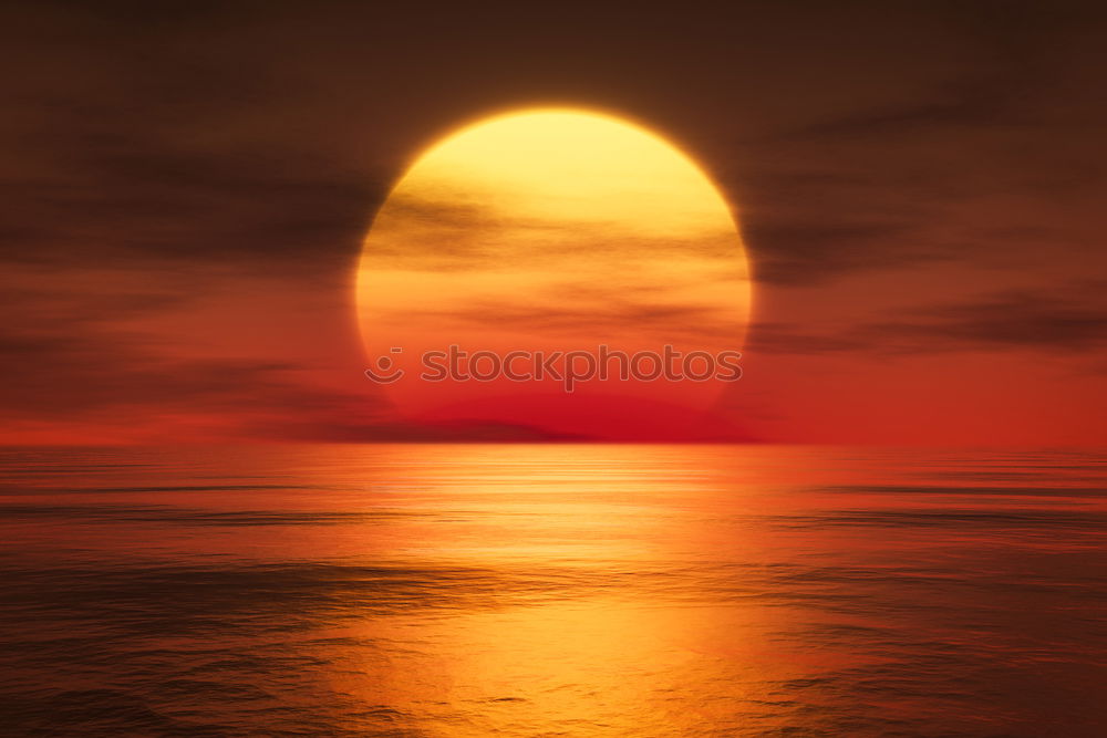 Image, Stock Photo sundown/sunset on corfu island town Afionas , greece