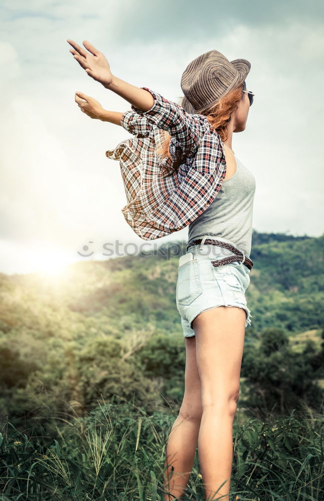 Similar – Father and son running on the road at the day time. Concept of tourism.