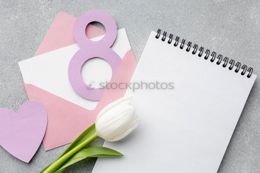 Similar – Image, Stock Photo Pink tulips, notebook or sketchbook and coloured markers