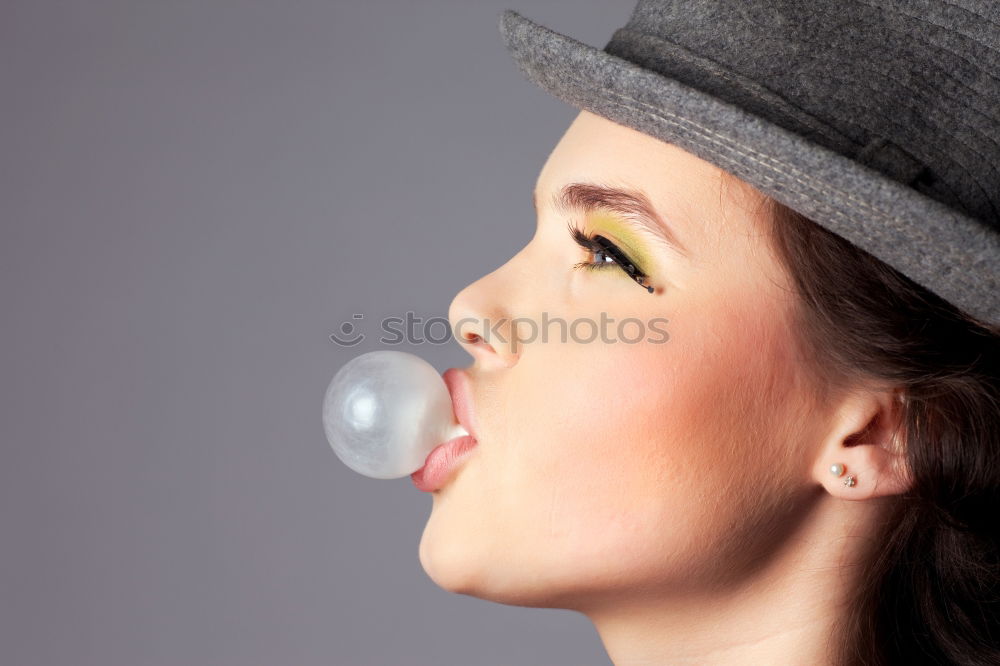 Similar – Image, Stock Photo Young caucasian women blowing bubbles