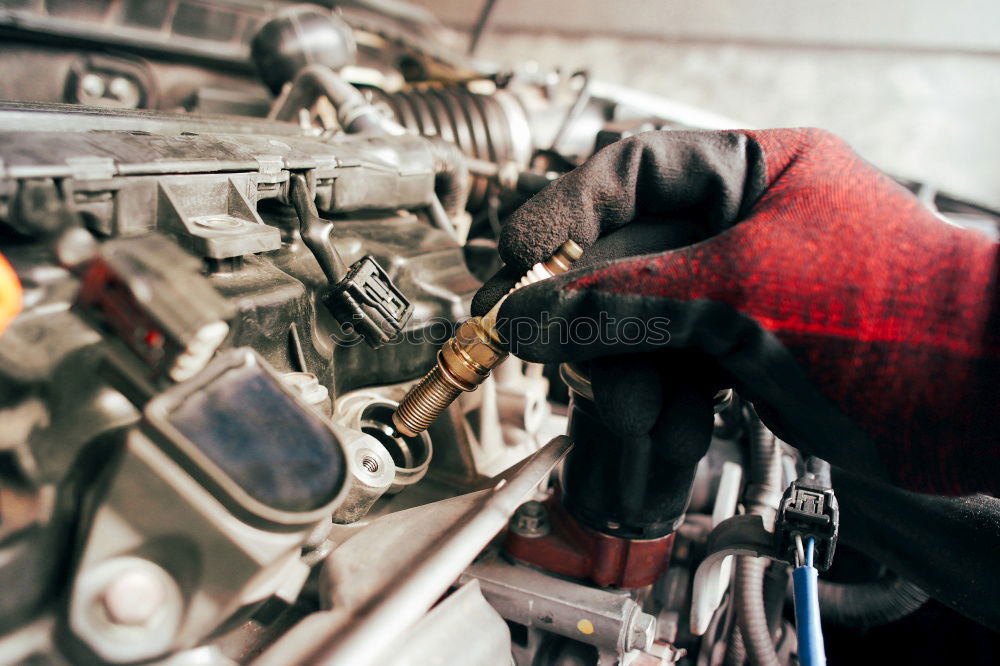 Similar – Image, Stock Photo Professional Mechanic Repairing Car Engine.