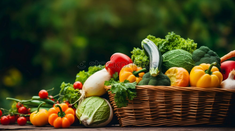 Similar – Vegetables and utensils on kitchen table