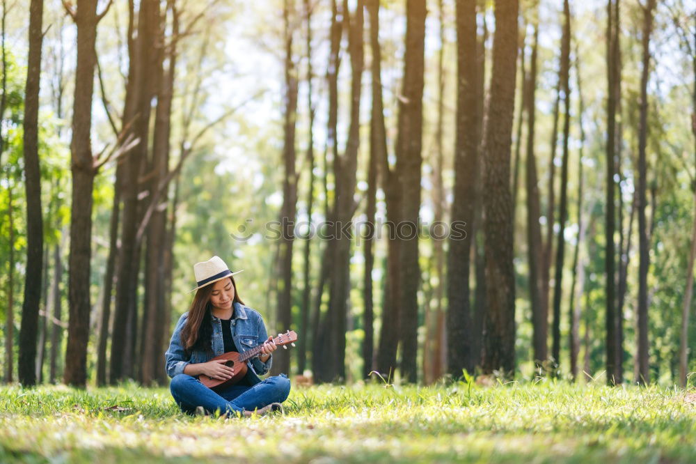 Similar – Image, Stock Photo Man playing guitar in nature