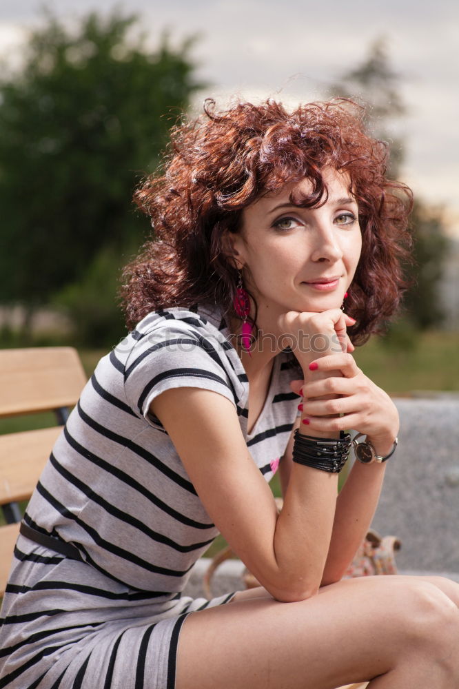 Similar – Young redhead photographer woman