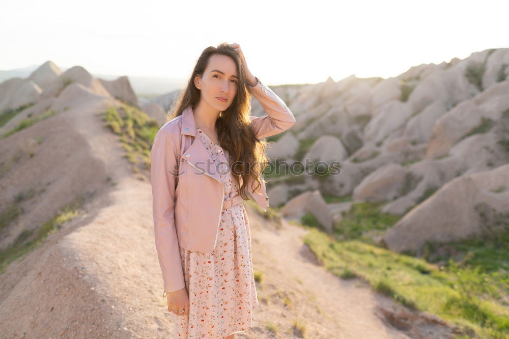 Similar – Image, Stock Photo Cheerful woman in bright light on nature