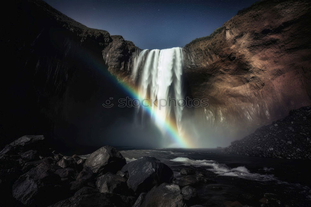 Similar – View of amazing waterfall on cloudy day