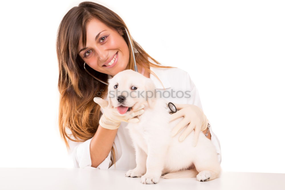 Similar – Image, Stock Photo Young woman holding her puppy