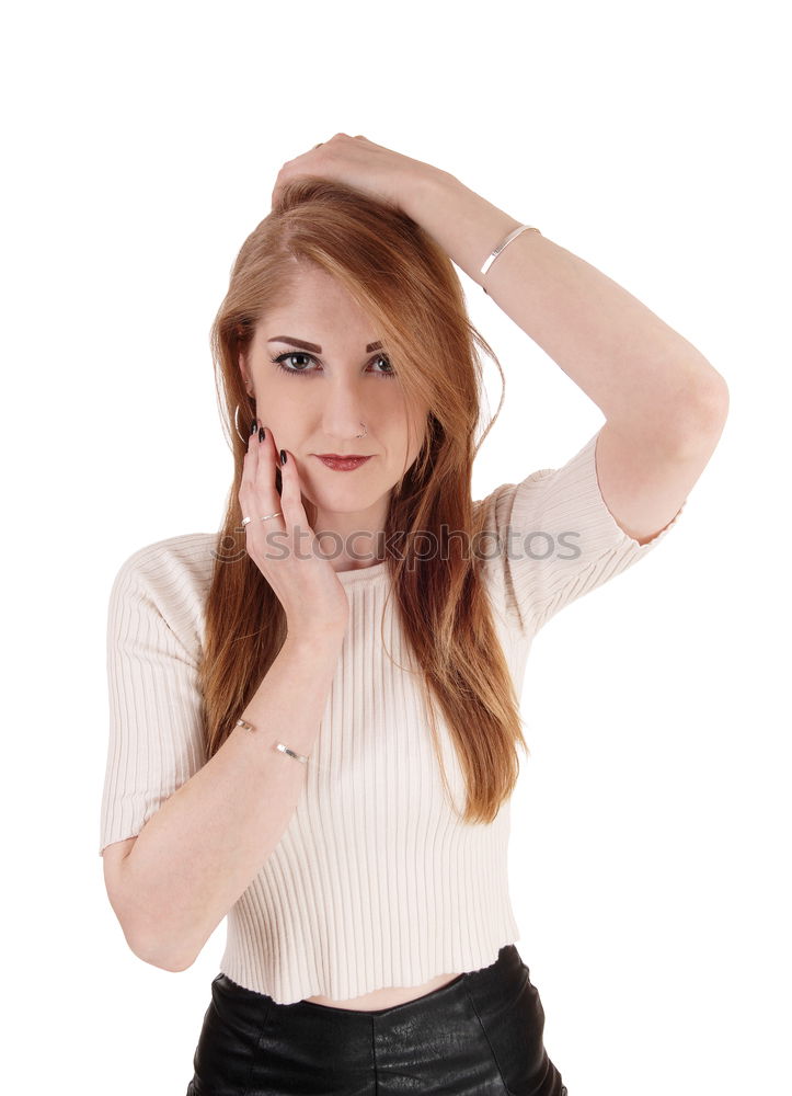 Image, Stock Photo Cool young woman with blue hair
