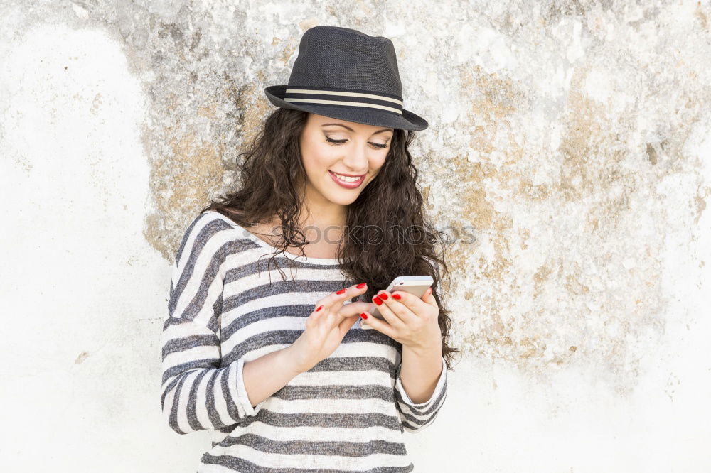 Similar – Image, Stock Photo African woman listening to music with earphones and smartphone