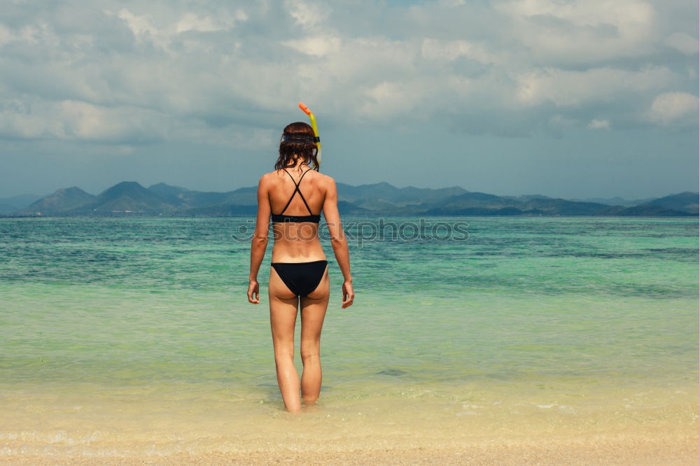 Similar – Image, Stock Photo Rear view of sexy young caucasian woman sunbathing topless on romote pabble beach on Pag island, Croatia, Mediterranean.