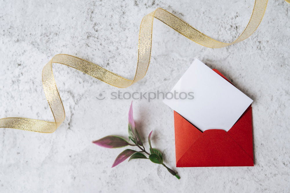 Similar – Image, Stock Photo White envelope with flowers on pink background