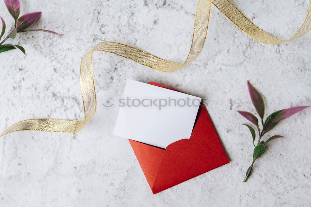 Similar – Image, Stock Photo White envelope with flowers on pink background