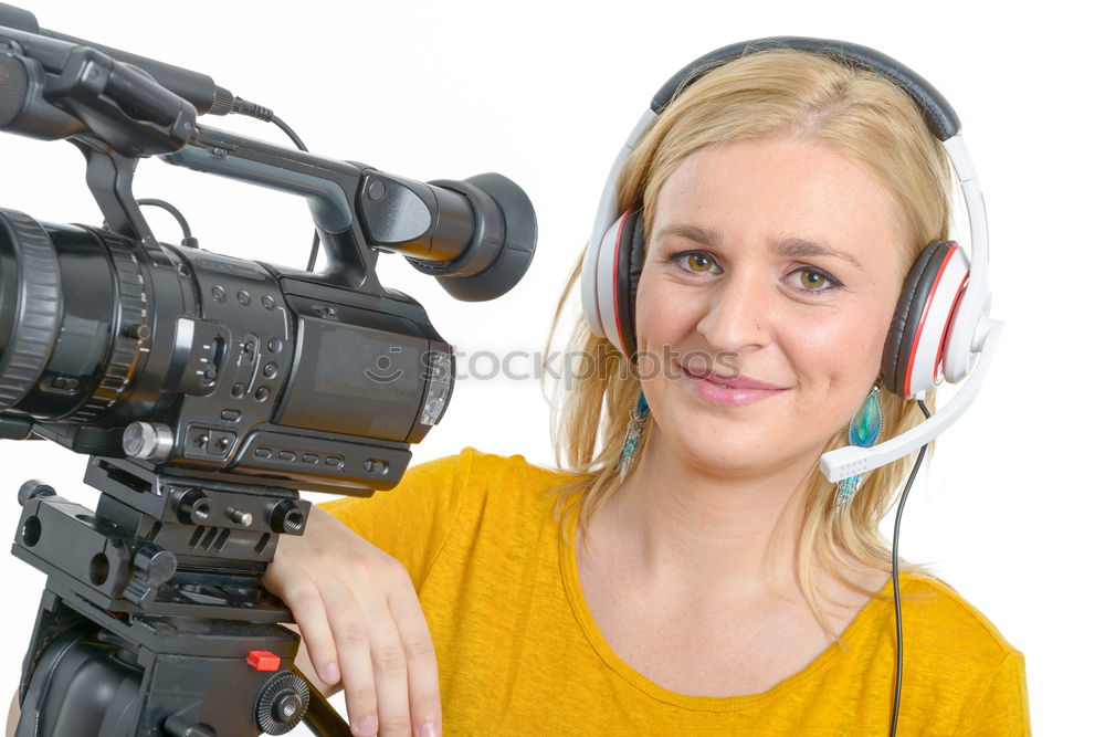 Similar – Young woman taking pictures with an instant camera