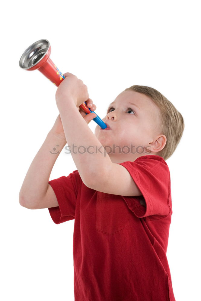 Similar – Image, Stock Photo Boy singing to microphone