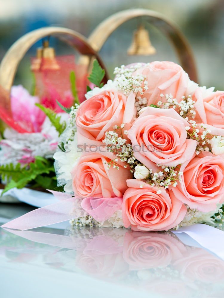 Similar – Image, Stock Photo Bridal bouquet with silver decoration and white bag