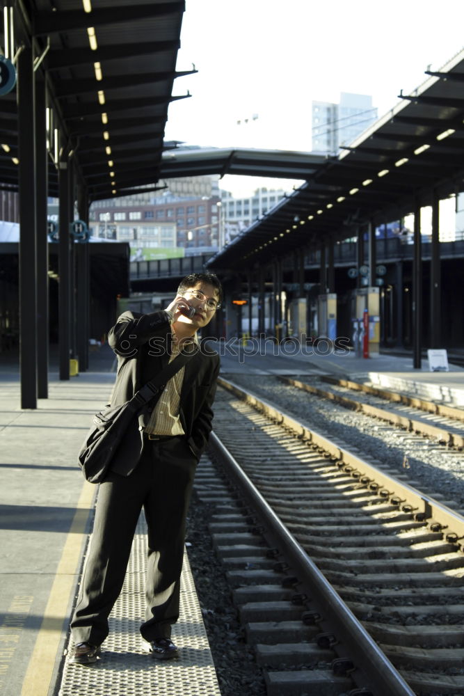 Similar – Image, Stock Photo 50-year-old business lady stands on the wall