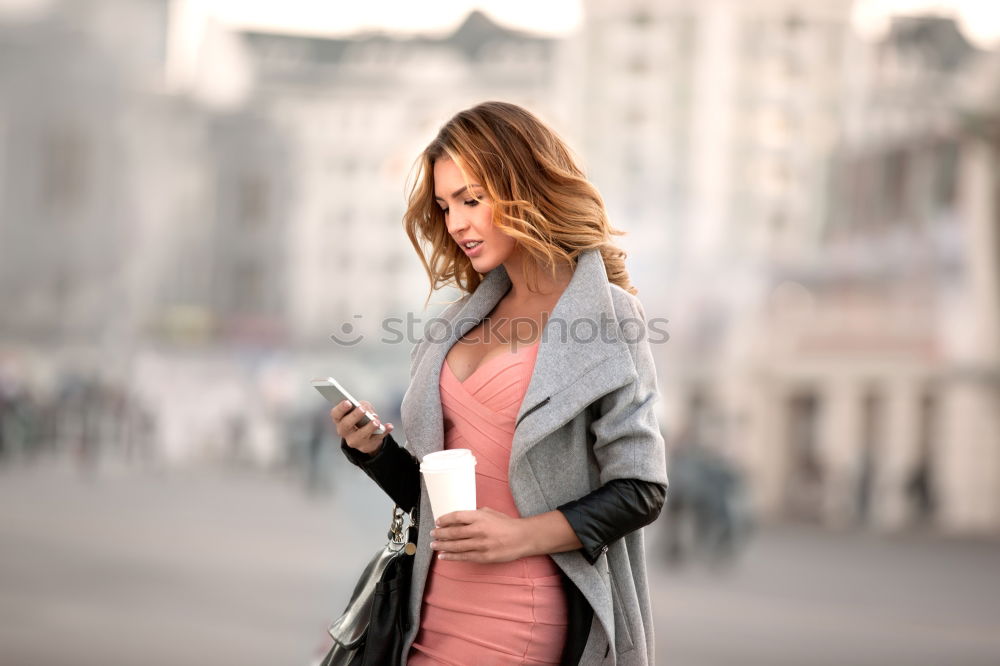 Similar – Young woman posing on stairs on street