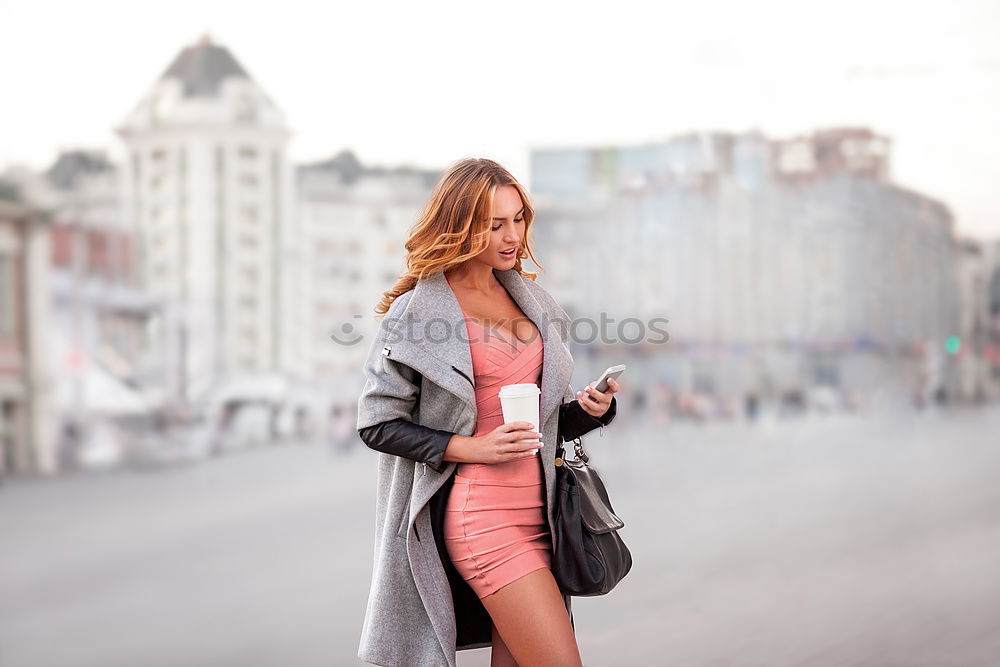 Similar – Young woman posing on stairs on street