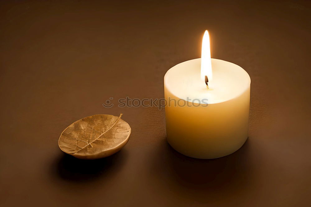 Similar – Image, Stock Photo Two candles are burning on a minimalist Advent wreath, consisting of numbered tea lights