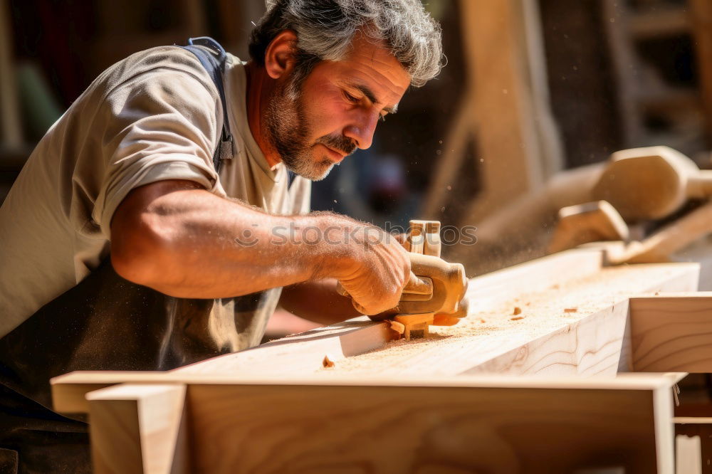 Similar – Image, Stock Photo Professional carpenter working in his workshop