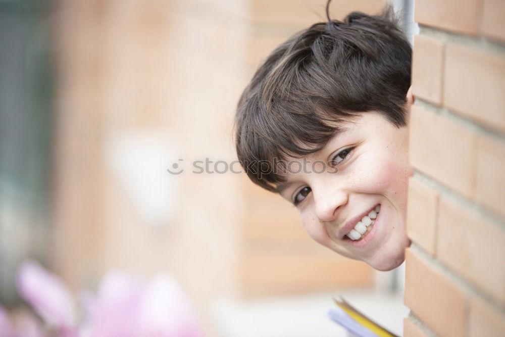 Image, Stock Photo Cute and happy little girl portrait outdoors