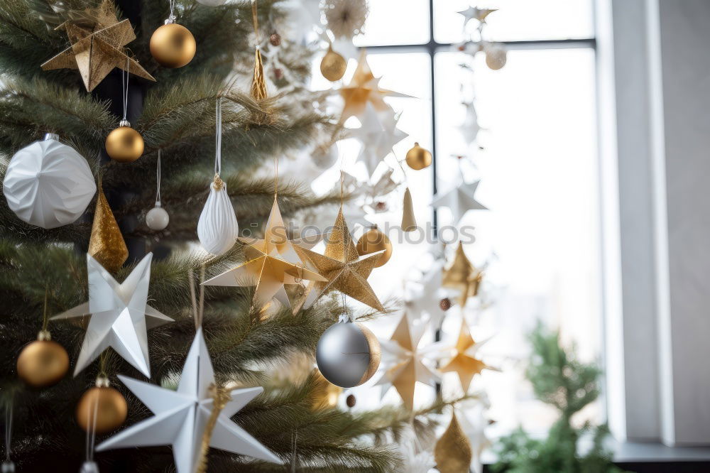 Similar – Christmas tree with decorations in the children’s room