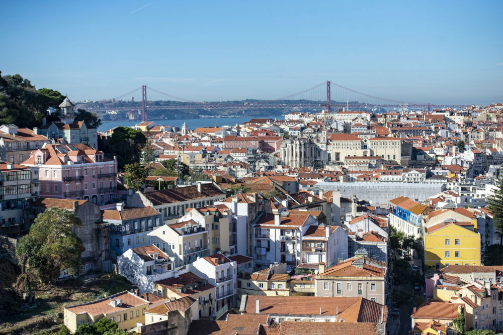 Similar – Aerial View Of Lisbon Skyline And 25th April Bridge In Portugal