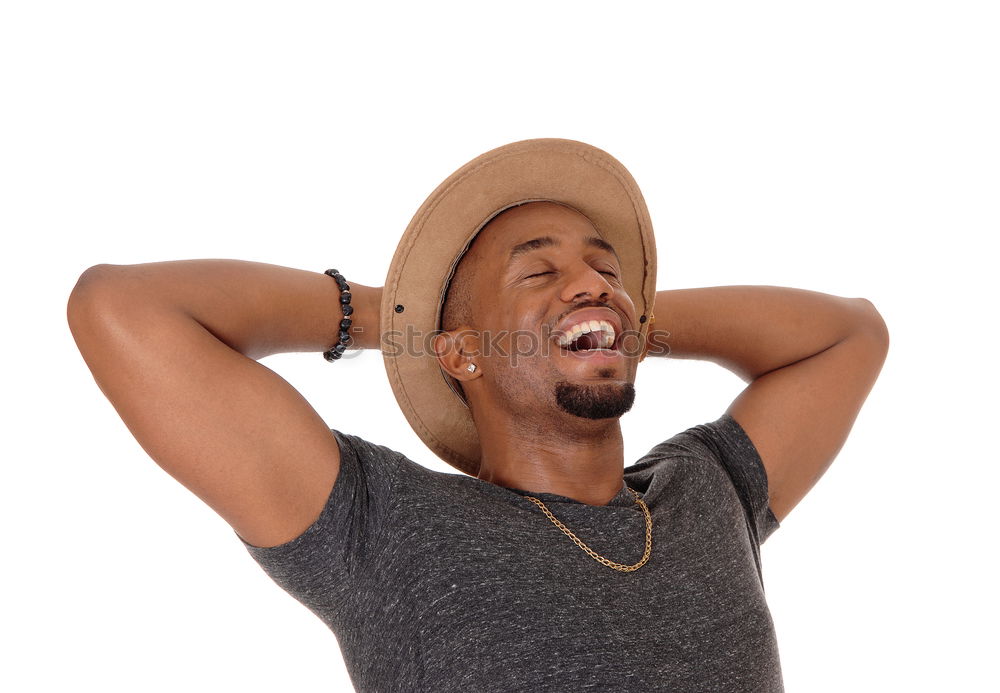 Similar – Portrait of funny black shouting at camera