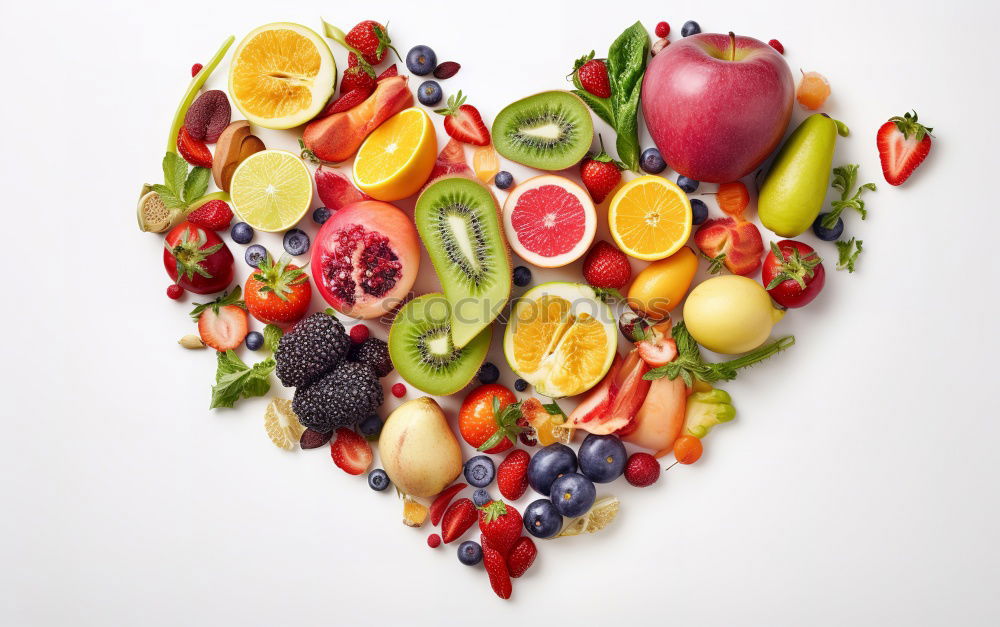 Similar – Image, Stock Photo Cut strawberries in heart form on turquoise blue