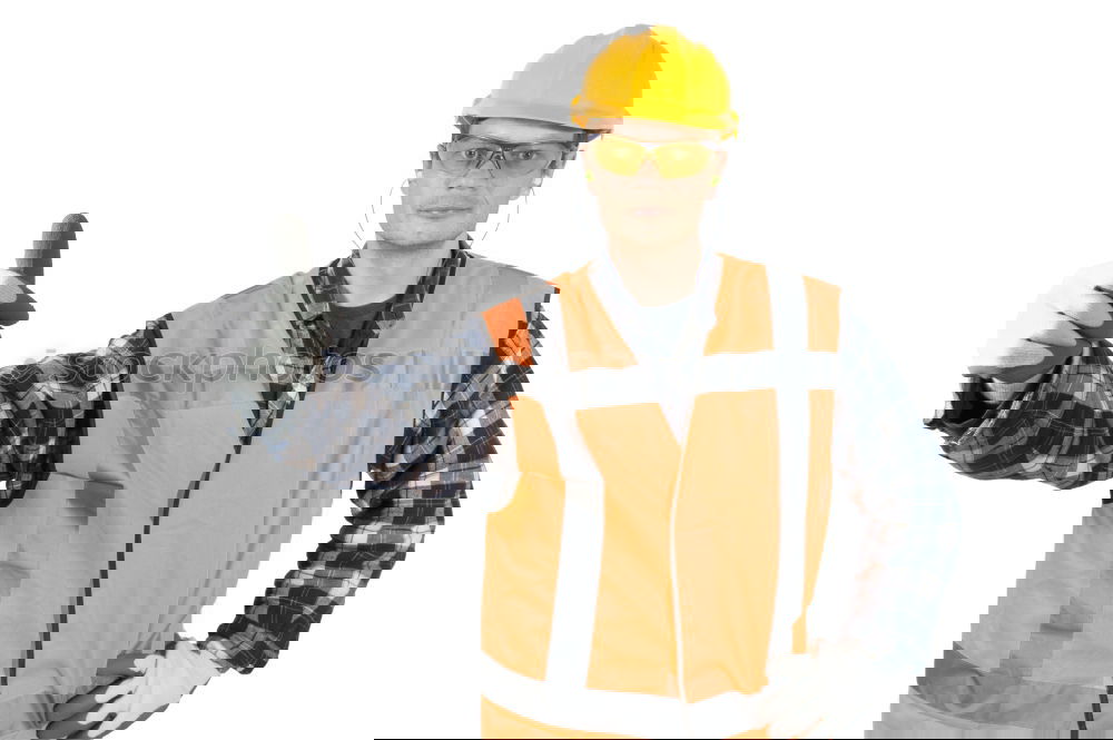 Similar – Image, Stock Photo guy in the form of road worker or Builder