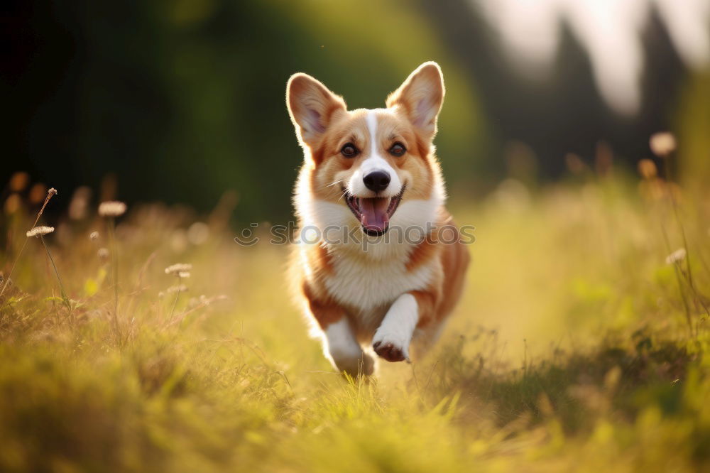 Similar – Image, Stock Photo Welsh Corgi on the grass lookin’ up