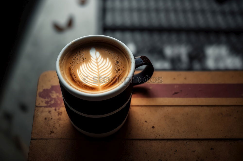 Similar – Image, Stock Photo Barista pouring hot milk prepare latte art on cup of coffee