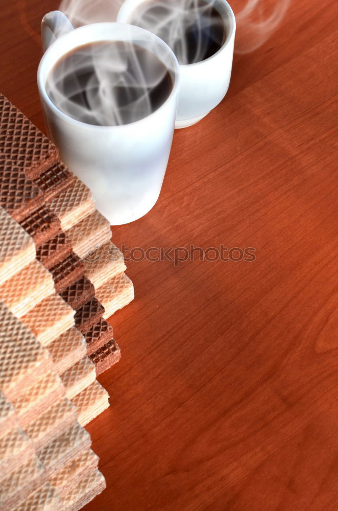 Similar – Image, Stock Photo Red orange office: note with pencil, paper clips and a cup of red tea