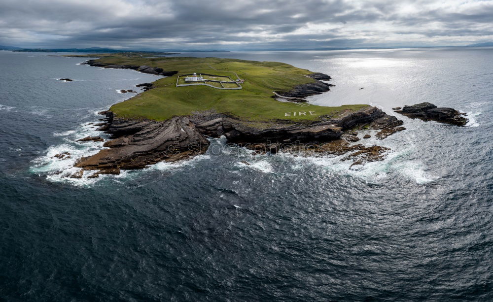 Similar – Image, Stock Photo Panoramic view of offshore island in the Azores