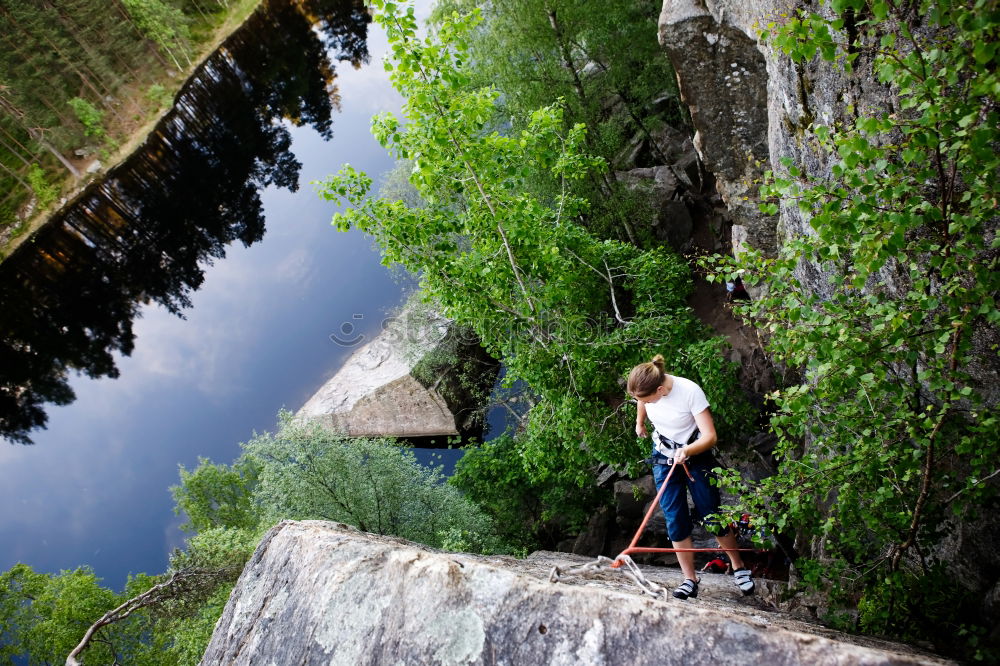 Similar – Image, Stock Photo Young woman alone in a mountain