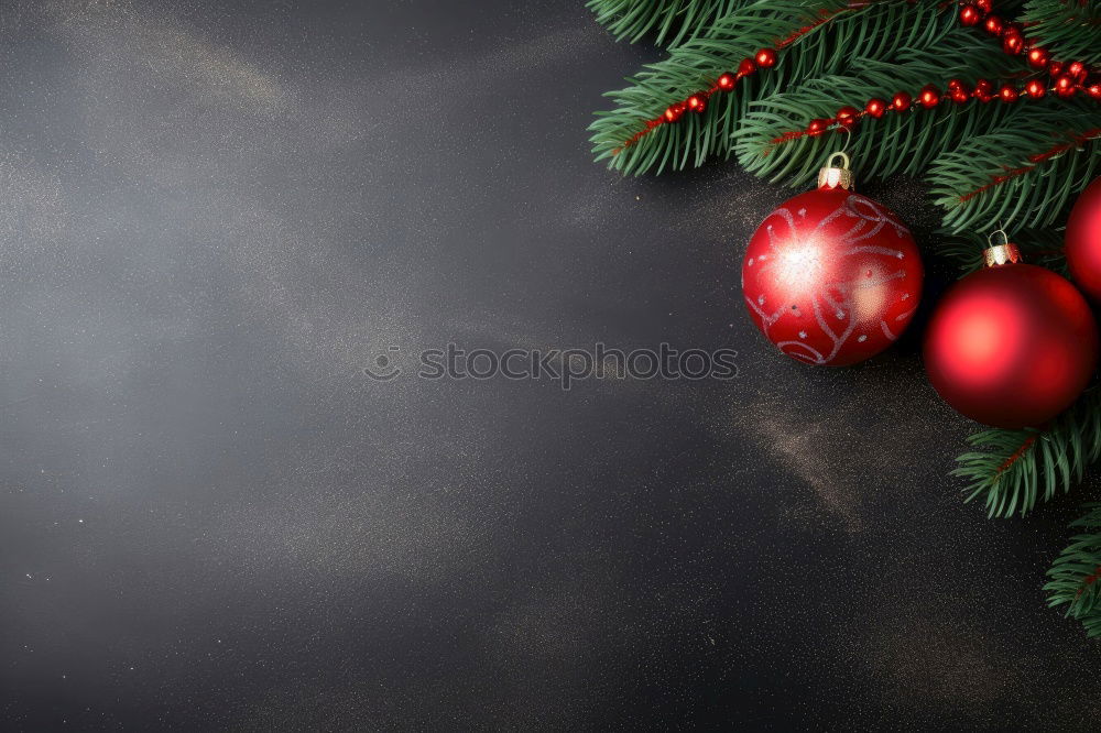 Similar – Image, Stock Photo Nostalgic Christmas decoration with delicate fir branches, red bauble and vases on an old table. Red christmas bauble hangs shiny on twigs. Glowing Christmas bauble hanging from branches in old white nostalgic porcelain pots at home.