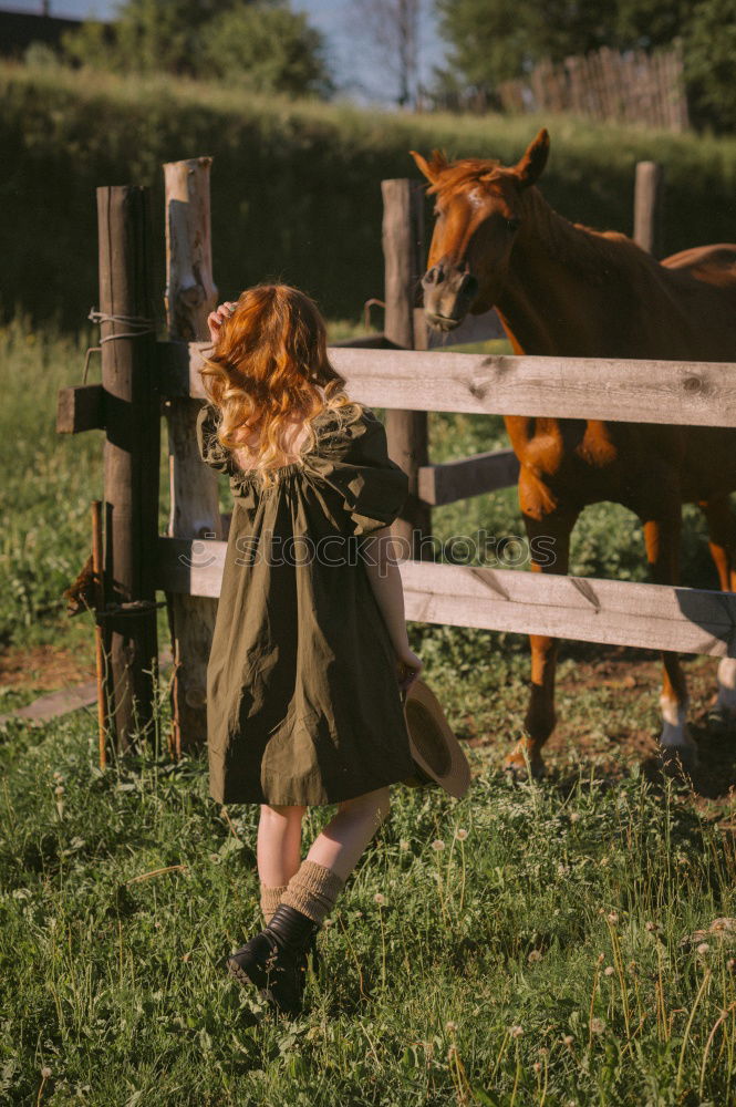 Similar – Image, Stock Photo A girl stands in the woods