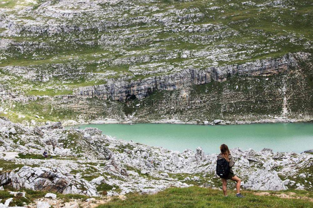 Similar – Image, Stock Photo Boy walking down the mountains