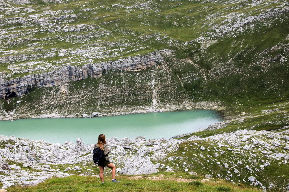 Similar – Image, Stock Photo Boy walking down the mountains