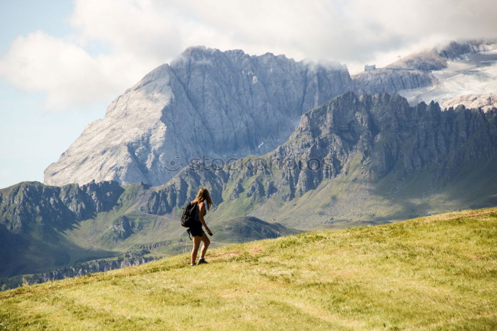 Similar – Image, Stock Photo Hikers on Alpine crossing | Timmelsjoch | E5