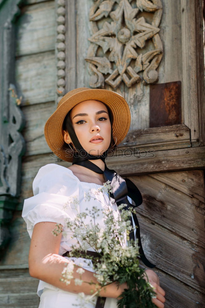 Similar – Image, Stock Photo Portrait of young beautiful girl with romantic vintage look