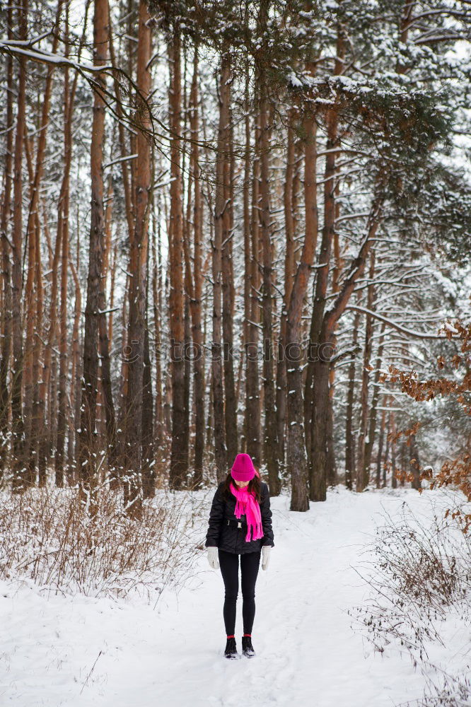 Similar – Image, Stock Photo Young beautiful woman in winter in the snow