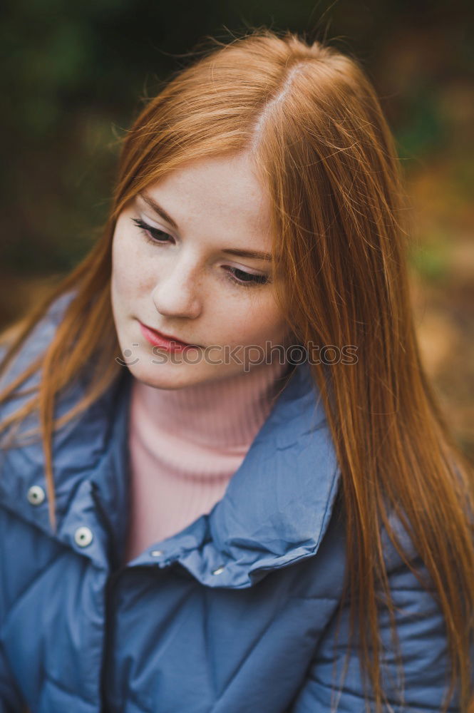 Similar – Image, Stock Photo Stylish model in autumnal wood