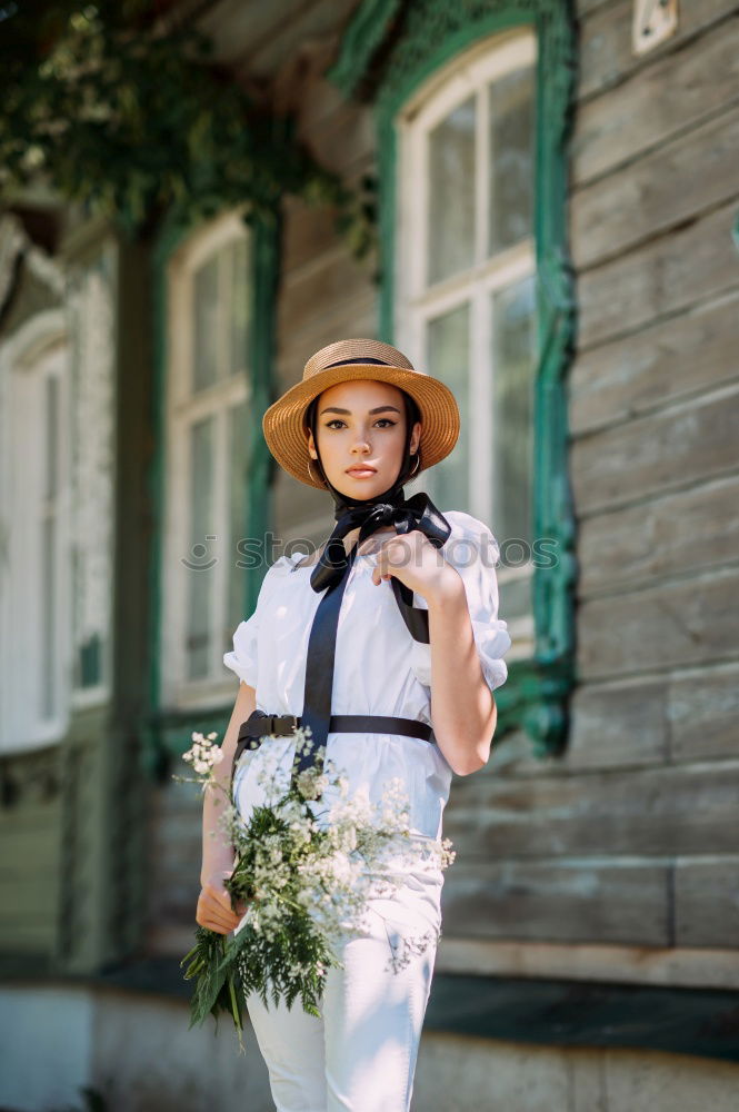 Similar – Image, Stock Photo Portrait of young beautiful girl with romantic vintage look