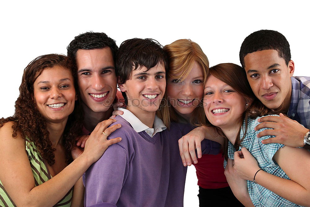 Similar – Image, Stock Photo Group of friends taking selfie in urban background.