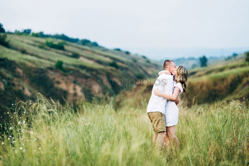 happy lovers on Holiday in the alps mountains