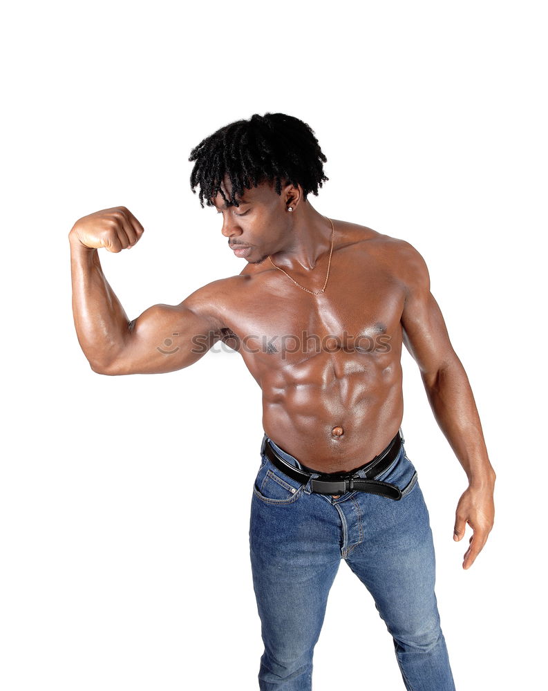 Similar – Athletic black man exercising at the park