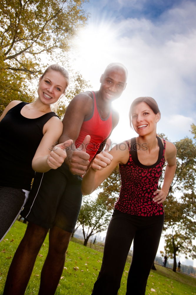 Similar – Image, Stock Photo Happy Women Taking Selfie After Outdoor Exercise