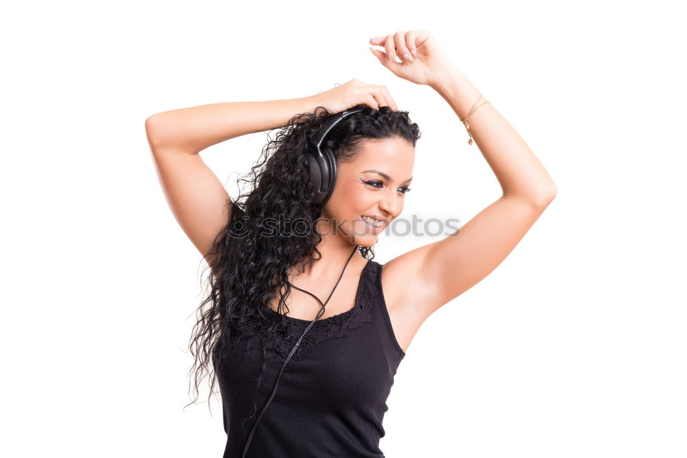 Similar – Young smiling blond woman leaning against wall